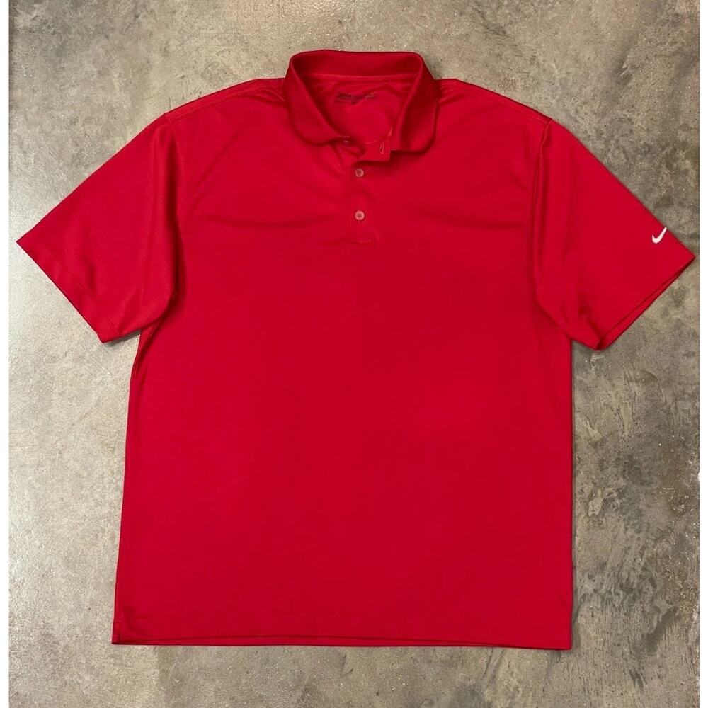 Nike Golf Dri-FIT Polo Shirt Mens L Red Moisture Wicking Performance Golf